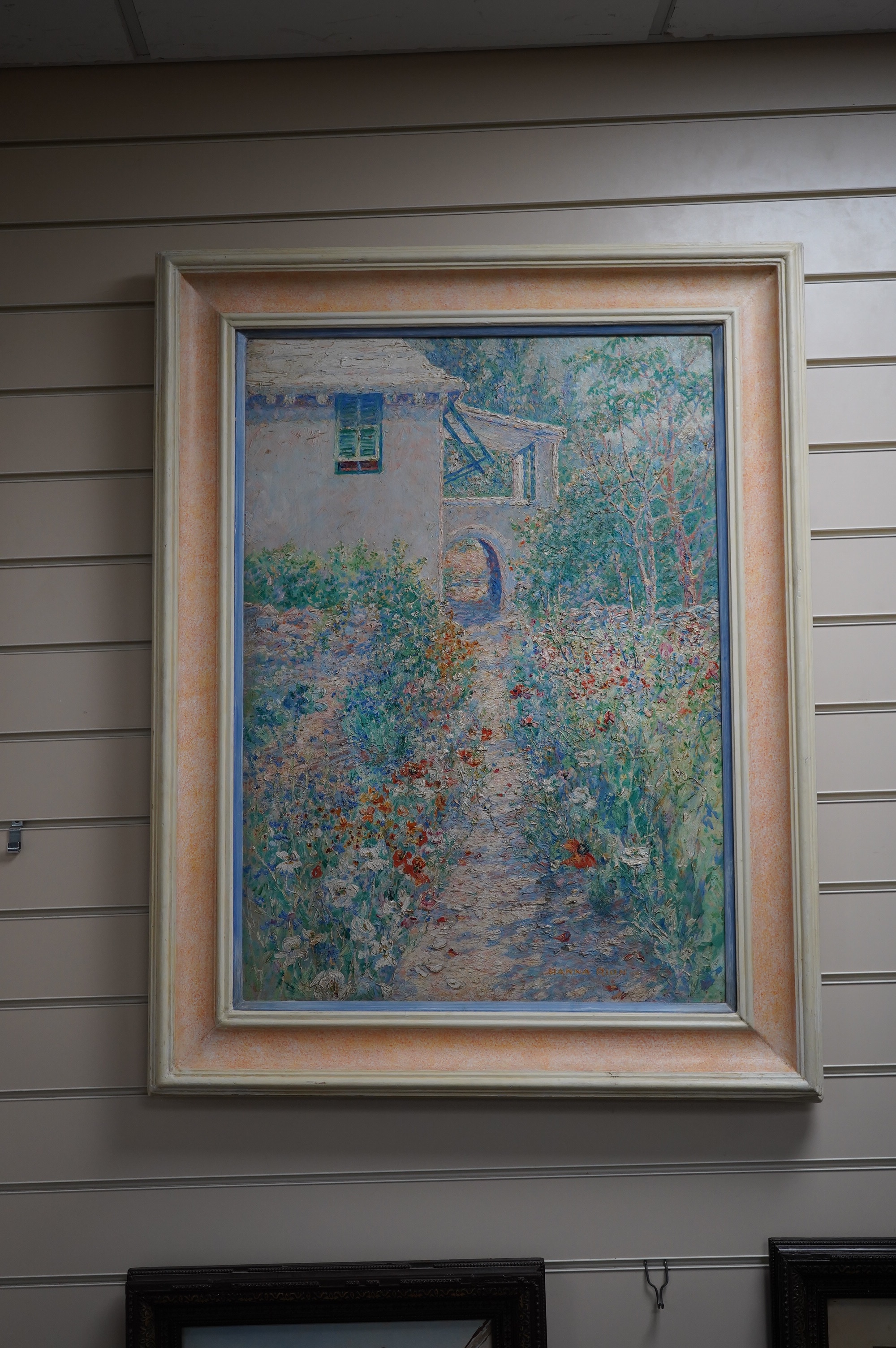 Hanna Rion (1875-1924), Impressionist oil on canvas, Chateau garden, singed, 75 x 53cm. Condition - good